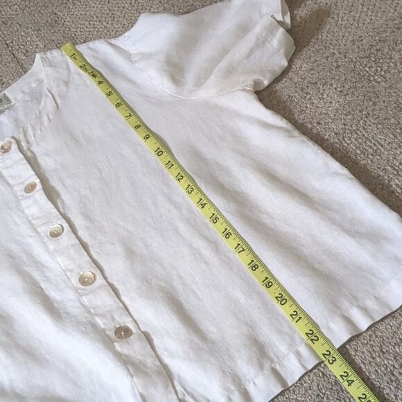 Orvis Women's White Linen Button Front Blouse Large - Picture 4 of 8
